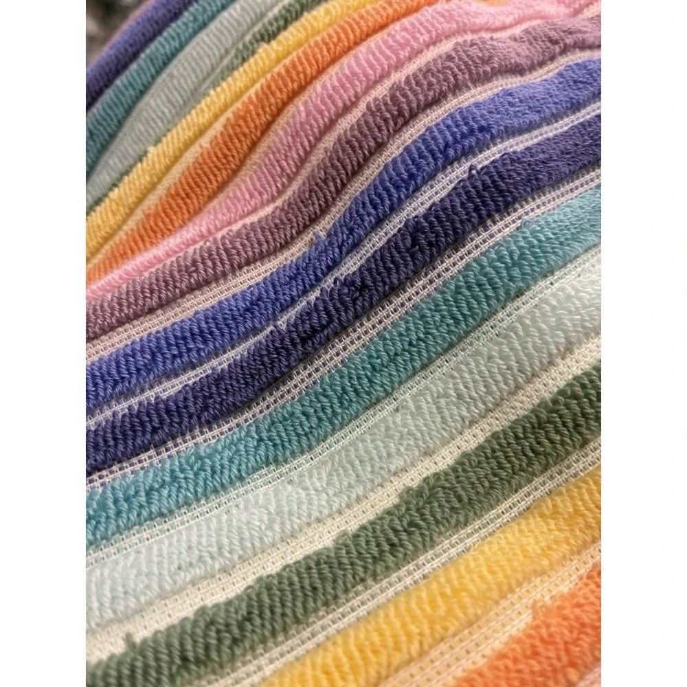 Rachel Zoe Set Of 2 Viral Rainbow Stripe Beach Towels 100% COTTON NWT Retro Boho